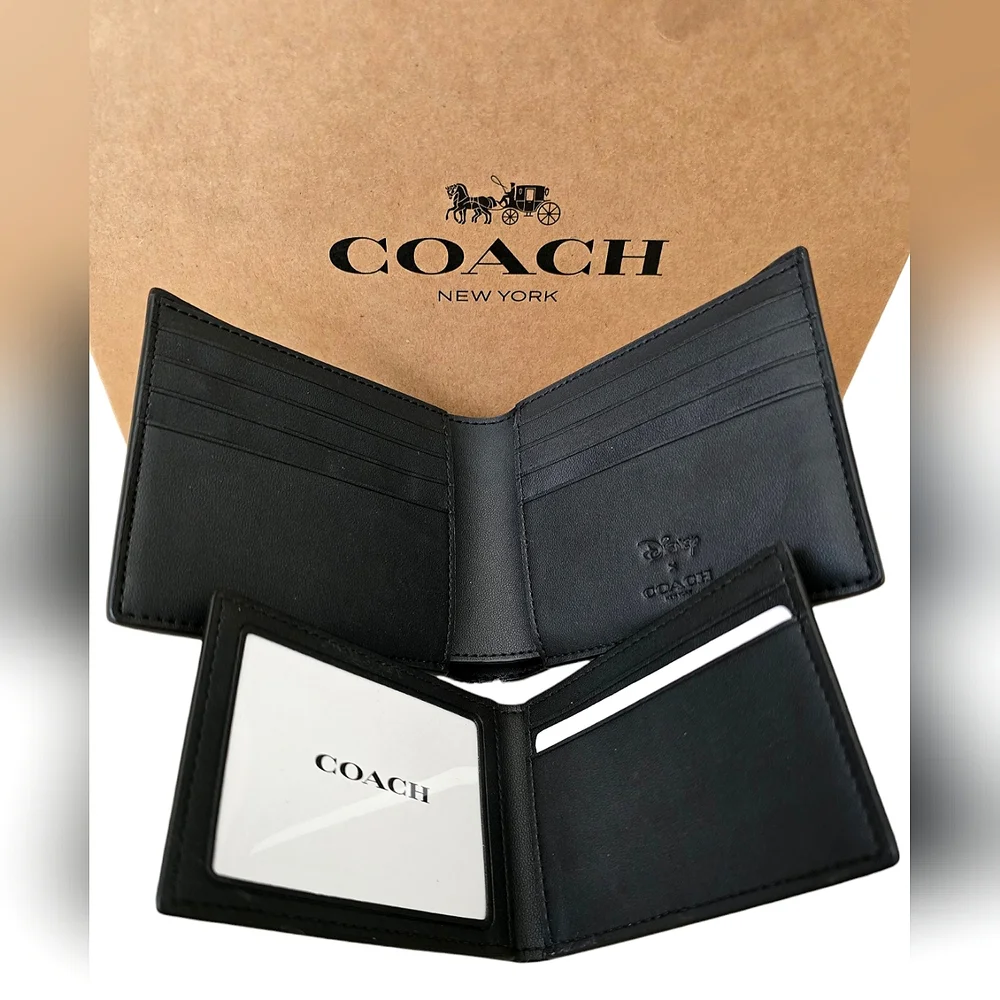 😈 Disney X Coach 3 In 1 Wallet In Signature Canvas With Patches & Gift Box
